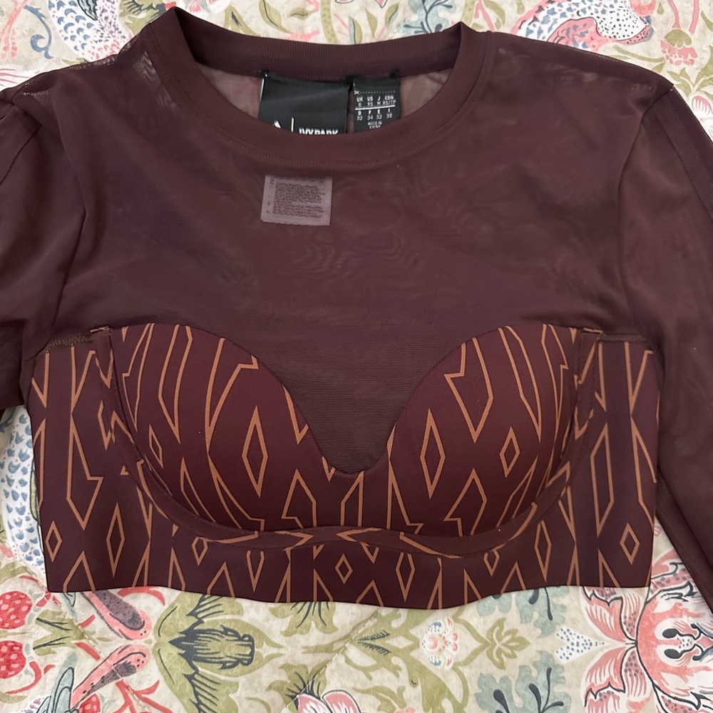 IVY PARK Maroon Mesh Crop Top
